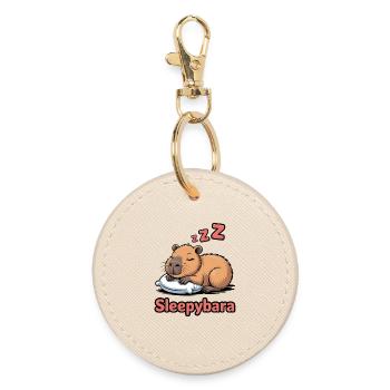 Sleepybara Dream Cuddle - Round Keyring - oyster - Front
