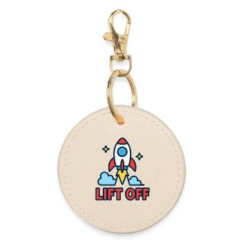 Galactic Ascension - Rocket Design - Round Keyring - oyster - Front