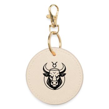 Zodiac sign Taurus - Round Keyring - oyster - Front