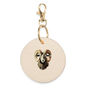 Widder Mufflon Aries Wilde Schafe Männliches Schaf - Runder Schlüsselanhänger - Auster - Vorne