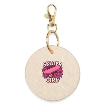 Skater Girl Skateboarden - Runder Schlüsselanhänger - Auster - Vorne