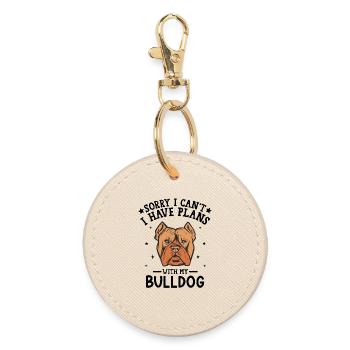 Bold Bulldog Illustration for Apparel - Round Keyring - oyster - Front