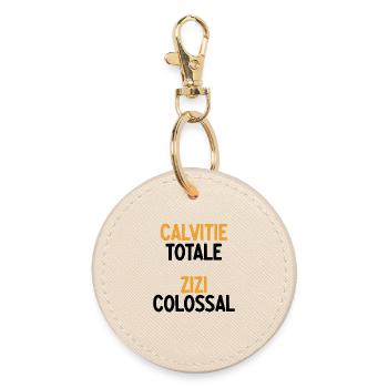 Total Baldness Zizi Colossal Bald & Proud Humor - Round Keyring - oyster - Front