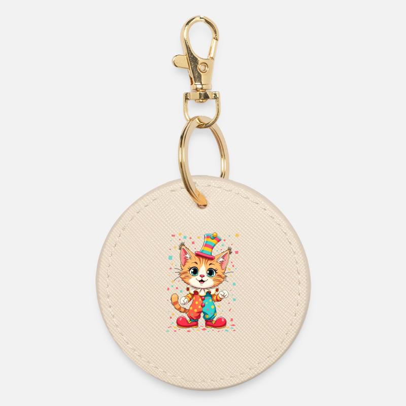 Chaton Clown Joyeux Impression Instantanée - Porte-clés rond - huître