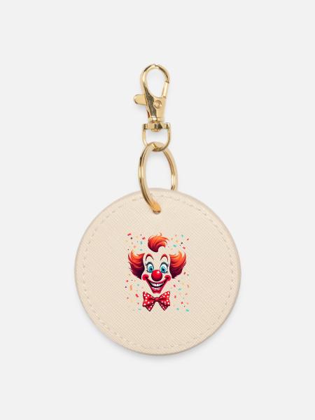Frecher Clown mit Konfetti Design - Runder Schlüsselanhänger - Auster