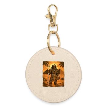Pharao Bigfoot Kryptid Ägypter Sasquatch Yeti - Runder Schlüsselanhänger - Auster - Vorne