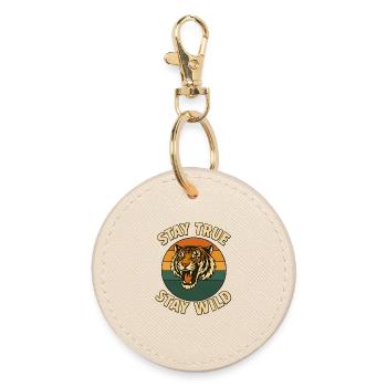  Stay True – Stay Wild – Tiger - Runder Schlüsselanhänger - Auster - Vorne