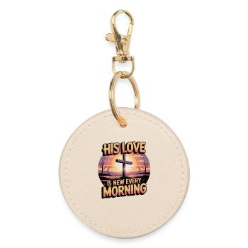 Motif chrétien avec croix au lever du soleil - Porte-clés rond - huître - Devant