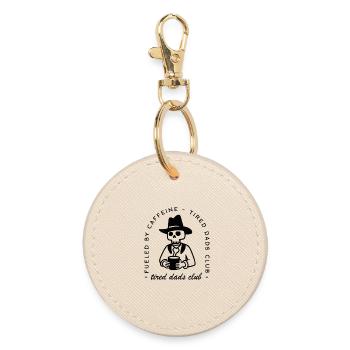 Tired dads club new dad funny coffee cowboy father - Round Keyring - oyster - Front