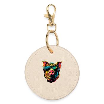 Pig Domestic Pig Sow Pigs Love Piggy - Round Keyring - oyster - Front