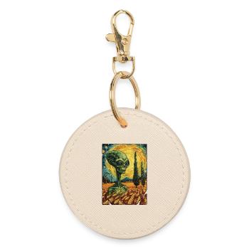 Paysage extraterrestre style Van Gogh - Porte-clés rond - huître - Devant