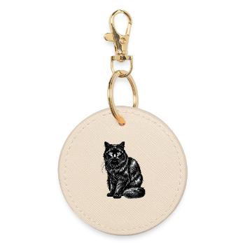 Portrait de Chat Noir en Illustration Contrastée - Porte-clés rond - huître - Devant