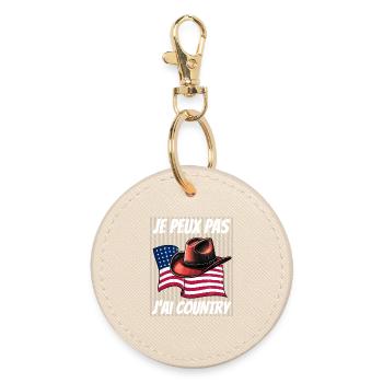 DANSE COUNTRY CHAPEAU COWBOY ET DRAPEAU US - Porte-clés rond - huître - Devant