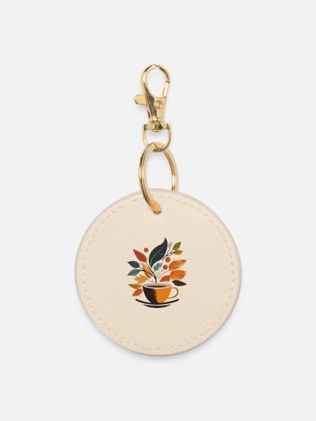 Kaffee - Runder Schlüsselanhänger - Auster