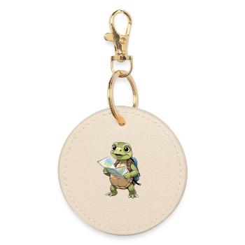 Adventure trend turtle trip - Round Keyring - oyster - Front
