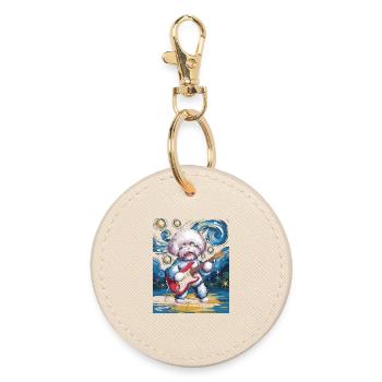 Bichon frisé de la nuit étoilée - Porte-clés rond - huître - Devant