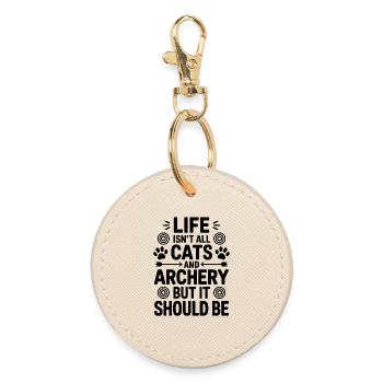 Bogenschießen Spruch Katzen Bogenschießen Geschenk - Runder Schlüsselanhänger - Auster - Vorne
