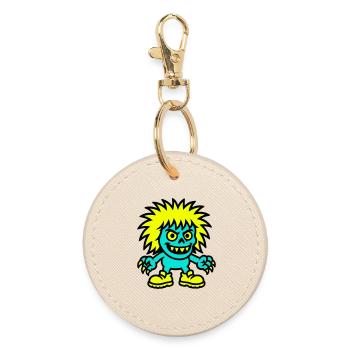 Monstre aux cheveux jaunes - Porte-clés rond - huître - Devant