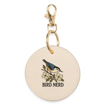 Elegant Blue-Black Songbird Bird Nerd - Round Keyring - oyster - Front