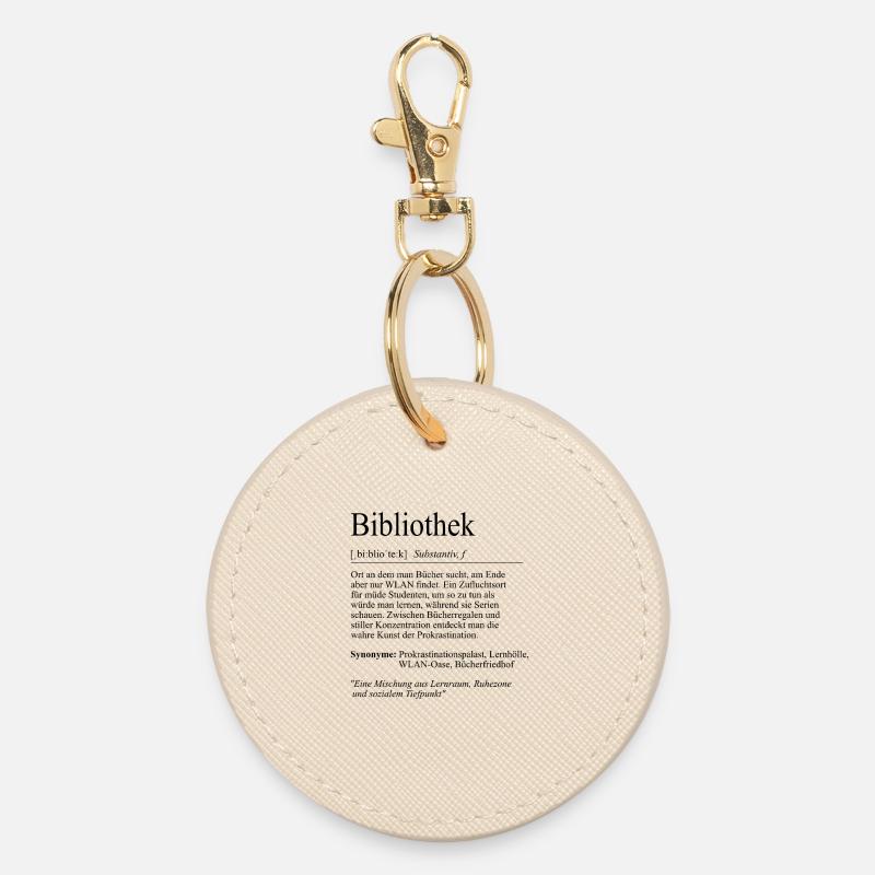 Unispruch "Bibliothek" Student Geschenk, Studenten - Runder Schlüsselanhänger - Auster