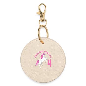 Cheval de 4 ans Enfin j'ai 4 ans fille 4. - Porte-clés rond - huître - Devant