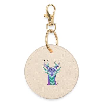 Imaginative dragon head in pastel colours - Round Keyring - oyster - Front