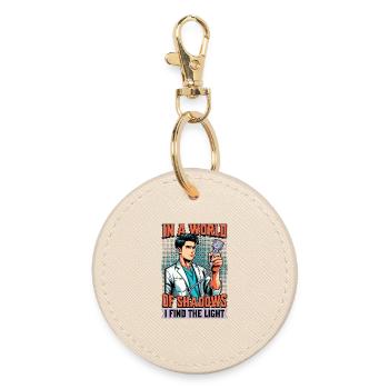Sonographer In A World Of Shadows I Find Echo Tech - Round Keyring - oyster - Front