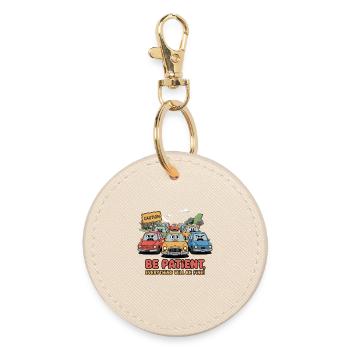Patience on the Road - Round Keyring - oyster - Front