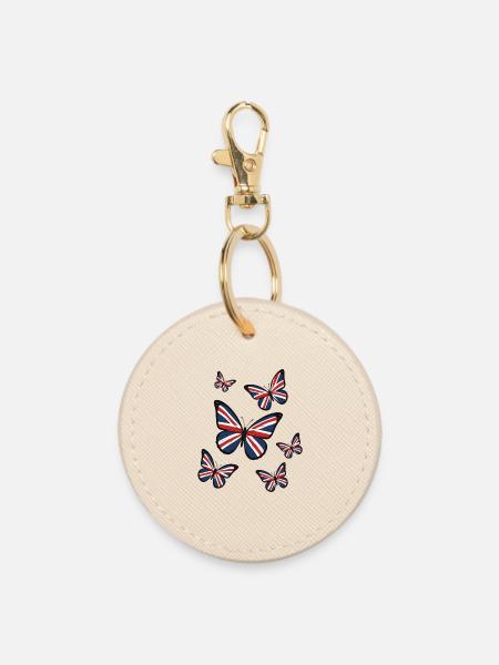 Union Jack Schmetterlinge - Runder Schlüsselanhänger - Auster