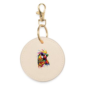 Parrot Macaw Parakeet Cockatoo Lover Parrots - Round Keyring - oyster - Front