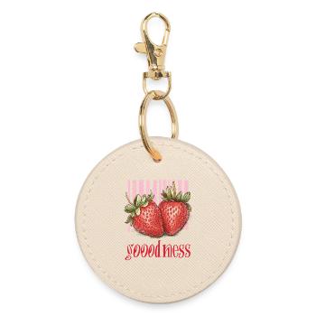 Strawberry - goodness - Round Keyring - oyster - Front