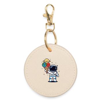 Astronaut Artwork Food Space Humor - Round Keyring - oyster - Front