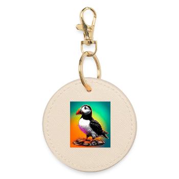 puffin - Round Keyring - oyster - Front