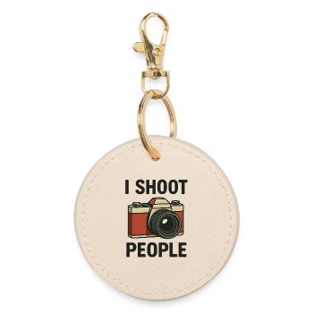 I Shoot People Kamera Cartoon - Runder Schlüsselanhänger - Auster - Vorne
