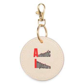 AI – Authentic Imposture – Strong Graphic Design - Round Keyring - oyster - Front