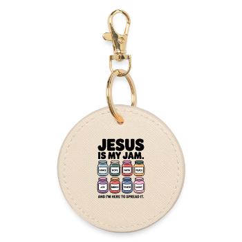 Jesus Is My Jam Hope Grace Faith Peace - Round Keyring - oyster - Front