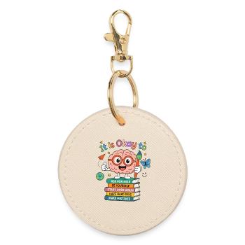 Mental Health It Is Okay To Learn Mind Growth - Round Keyring - oyster - Front