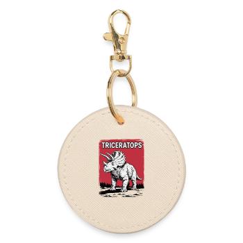 Triceratops Bold Sketch - Round Keyring - oyster - Front