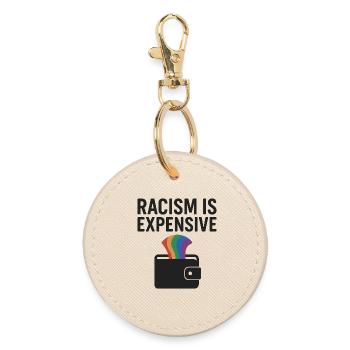 Racism Is Expensive – Rainbow Wallet - Round Keyring - oyster - Front