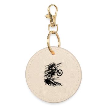Mountain Bike Art Mountainbiking - Round Keyring - oyster - Front