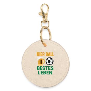 Bier Ball Bestes Leben – Fußballfan Design - Runder Schlüsselanhänger - Auster - Vorne