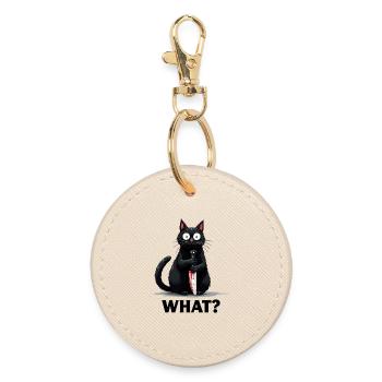WHAT? Killer Cat - Round Keyring - oyster - Front