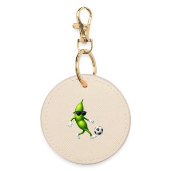 Edamame Bohnen Bohne Fußball - Runder Schlüsselanhänger - Auster - Vorne