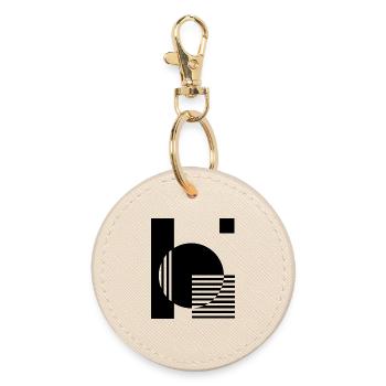 bauhaus geometric design - Round Keyring - oyster - Front