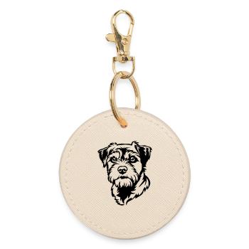 Tête de terrier de la frontière - Porte-clés rond - huître - Devant