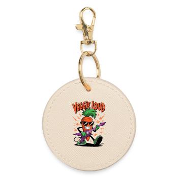 Carrot Veggie Loud Rock N Roll - Round Keyring - oyster - Front