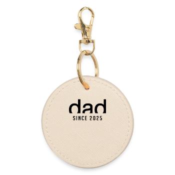 Dad since 2025 | Birth Paternity Gift - Round Keyring - oyster - Front