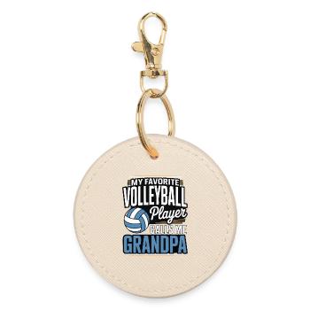 Volleyball Opa - Lieblingsspieler Design - Runder Schlüsselanhänger - Auster - Vorne