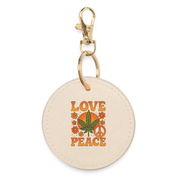 Love Peace Hippie Vibes - Runder Schlüsselanhänger - Auster - Vorne