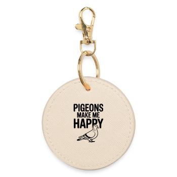 Pigeons Make Me Happy - Round Keyring - oyster - Front